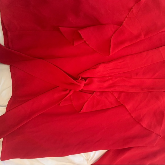 Red Ann Taylor blouse. Ribbon and button details. Size small - Picture 4 of 9
